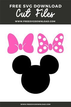 minnie mouse ears with pink and black polka dots on the ears is featured in this free sv