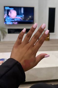 Plain Pink Acrylics, Nails Without Designs, Plain Nails Ideas, Really Simple Nails, Short Nails Solid Color, Short Nail Length, Cute Plain Nails, Plain Short Nails