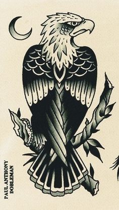 Sailor Jerry Eagle Tattoo, Sailor Jerry Eagle, Tattoo Sailor, Traditional Tattoo Drawings, Tato Tradisional, Traditional Black Tattoo