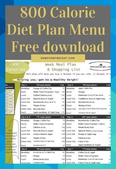 800 Calorie Meals, Menu Pdf, Burn Fat Faster, Healthy Diet Plans, Lose Body Fat