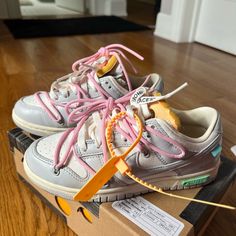 Worn Once! Perfect Condition Size: Men 4/ Women 5.5 Comes With Box Purchased From Stock X Nike Dunks Off White, Off White X Dunk Low, Dunks Off White, Off White Nike Dunk, Off White Dunks, Nike X Off White, Nike Dunk Low Off White, Off White Dunk, Outfit Rotation