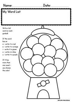 a printable worksheet to teach children about the gumball machine and its name