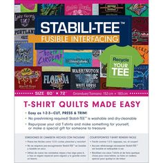 an advertisement for t - shirt quilts made easy, with instructions to sew