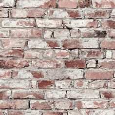 an old brick wall is shown in red and white