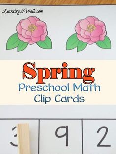 a printable spring preschool math clip cards with flowers and leaves on them for practice