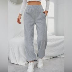 ***Brand New Never Worn*** Ezwear Solid Elastic Waist Slant Pocket Sweatpants Very Nice & Comfy Sweats. Lightweight & Breathable. Great For Working Out, Gym Or Everyday Life. High Quality And Stylish. Size: L *Size: L Ships Same Day. Other Sizes Available But Will Take 7-10 Days To Ship. Please Message Me If You Need A Different Size.* Color: Grey Pattern Type: Plain Details: Slant Pockets, Elastic Waist & Ankle Waistline: Elastic Length: Long Fabric: Slight Stretch Material: 97% Polyester 3% El Pocket Sweatpants, Grey Sweats, Cozy Coats, Grey Sweatpants, Grey Joggers, Jogging Pants, Pocket Pants, Womens Sweatpants, Jogger Pants