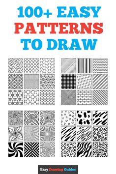 the book cover for 100 + easy patterns to draw, with an image of different designs