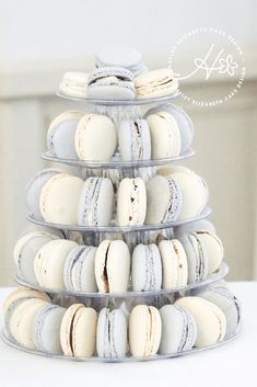 a stack of macaroons sitting on top of each other