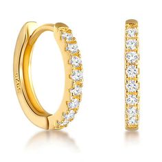 18K Gold-Plated 925 Sterling Silver Cubic Zirconia Nickel-Free Lead-Free Hypoallergenic Latch Back Hoop Water Sensitive Huggie Earrings Silver, Tiny Hoop Earrings, Huggie Hoop Earrings, Stylish Gifts, Huggies Earrings, Ear Piercings, Diamond Bracelet, Beautiful Jewelry, Ear Cuff