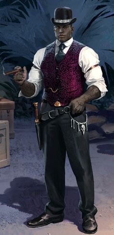 Dnd Indiana Jones, Victorian Old Man Character Design, Voodoo Character Art, Voodoo Character Design Male, Southern Gothic Dnd Character, Black Dnd Characters Male, Deadlands Art, Victorian Character Design, D20 Modern