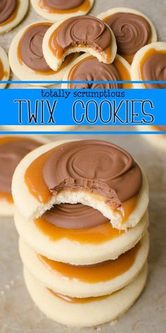 several cookies with peanut butter on them and the words jelly gummys twix cookies