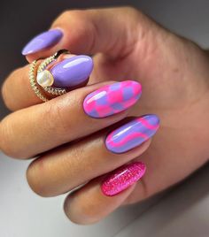 Pink Purple Gel Nails, Legally Blonde Nails, Bright Purple Nails Design, Euro Nails, Bright Purple Nails, Lisa Frank Nails, Purple Summer Nails, Nails Gucci, Purple French Tip