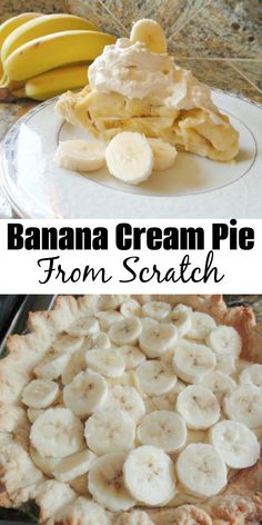 banana cream pie from scratch is an easy dessert that's ready to be eaten