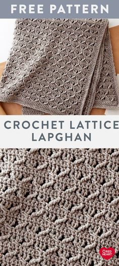 the crochet lattice afghan is shown in two different colors