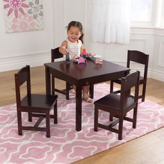 Every child needs their own work space. Sized just right for them, the durable and good-looking KidKraft Farmhouse Table & 4 Chair Set is the perfect place for up to four kids to play a game, enjoy a snack or simply visit. Simply and classically designed, it will look great in a playroom, bedroom or living area. 4 chairsAvailable in a variety of colorsSturdy wood constructionDurable finishPackaged with detailed, step-by-step assembly instructions. Kidkraft Farmhouse Table & 4 Chairs In E Playroom Table And Chairs, Playroom Table, Kids Table Chair Set, Farmhouse Table Setting, Farmhouse Table Chairs, Set Meja Makan, Toddler Table, Table And Chair Set, Kids Table And Chairs