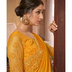 Yellow colored saree is made from chiffon fabric which is highlighted with sequins embroidered work as shown. comes along with sequins embroidered chiffon blouse piece which you can customise as per your design/style. Occasion - You can wear this saree for parties, functions and events. Note:- the actual product may differ slightly in color and design from the one illustrated in the images when compared with computer or mobile screen. Measurements: Saree : Chiffon : 5.5 Mtrs Blouse : Chiffon : 0.8 Mtr Material: Chiffon Stitch Type: Unstitched Country of Origin: India Care Guide: Dry Clean Saree Chiffon, Blouse Chiffon, Embroidered Chiffon, Baby Skin Care, Mobile Screen, Silk Lehenga, Chiffon Saree, Chiffon Blouse, Chiffon Fabric