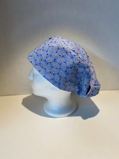 Pixie style scrub hat. Has toggle stopper for elastic on back to tighten. Holds a medium amount of hair in a bun. Outer is 100% cotton fabric, inner is polyester lining with serged/stitched seams. Hair In A Bun, Pixie Styles, Mount Vernon, Scrub Hat, Scrub Cap, Scrub Hats, Scrub Caps, Bun Hairstyles, Scrubs