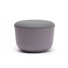 a gray bowl with a lid on a white background