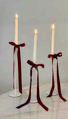 (amzn commission link) Red Party Asthetics, Party Decorations Apartment, Bows On Candles, Candles With Bows, Candle With Ribbon, Bow Candle, Candle Ribbon