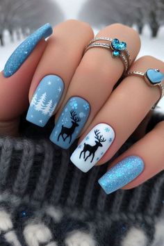 61 Stunning Blue Christmas Nail Ideas for 2024