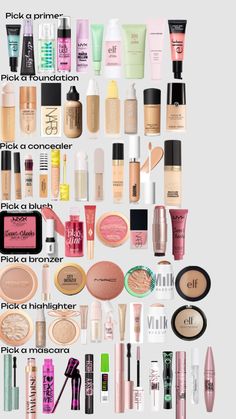 Make Up List To Buy, List Of Makeup Essentials, Makeup Nessecities List, Clean Girl Makeup Products Drugstore, My Christmas Wishlist Makuep, Makeup Products List, W7 Makeup, Makeup Products Shuffle