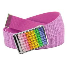 Build A Belt rainbow crystal rhinestone top style buckle with canvas web belt comes with any color web belt in a variety of sizes. Rainbow rhinestone patterns may vary. This buckle is 1.25" wide (standard military width), flip-top clamp style, which are easy to use and won't slide out. All of the buckles are interchangeable, you can change the belt out and replace with any of our 1.25" web belts. Our web belts are made from high quality, color fast weaved acrylic which won't fray and is very dur Rhinestone Patterns, Web Belt, Kids Belt, Walmart Jewelry, Rhinestone Top, Crystal Belt, Girl Rainbow, Branded Belts, Rainbow Crystal