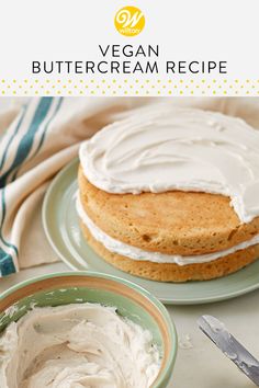 a cake on a plate with cream frosting