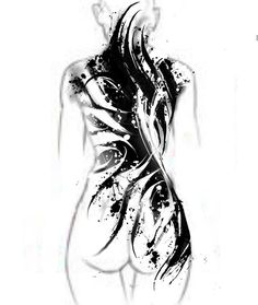 a woman's body with black and white paint on it