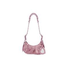 Women's Le Cagole Xs Shoulder Bag With Rhinestones in Pink | Balenciaga US Pink Balenciaga, Heart Mirror, Womens Designer Bags, Clutch Pouch, Pink Suede, Pink Rhinestones, Wallet Chain, Chain Bags, Tote Backpack