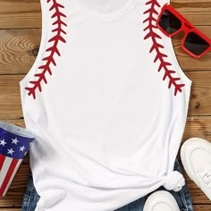 Faster shipping. Better service Baseball Mama, Contrast Trim, Sleeveless Tank Top, Sleeveless Tank, Free Clothes, Amazon Tiktok, Work Outfit, Style Me, Style Casual