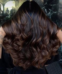 Balayage Hair Caramel, Black Hair Balayage, Brown Hair Looks, Brown Curly Hair, Brown Hair Inspo, Brunette Hair With Highlights, Dark Hair With Highlights, Brunette Balayage Hair, Long Hair Color