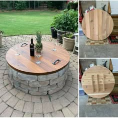 a table made out of pallets and some wine glasses