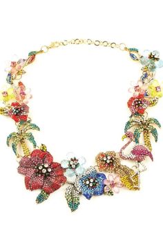 This colorful necklace features glass crystals along the neckline. With a multicolor floral pattern, this floral necklace is ready for your next formal special occasion. You will be sure to garner an abundance of attention and compliments when you have this statement necklace on! Product Details: Gold tone alloy Glass crystal Measurements: approx 12" with 3" extension Clasp: lobster Floral Print Flower Jewelry For Parties, Multicolor Crystal Necklace With Rhinestones, Multicolor Jeweled Necklace For Party, Multicolor Jeweled Costume Jewelry Necklaces, Elegant Multicolor Crystal Embellished Jewelry, Glamorous Multicolor Jeweled Jewelry, Glamorous Multicolor Jewelry, Multicolor Jeweled Necklaces For Party, Multicolor Rhinestone Jewelry