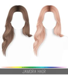 two different colored hair styles on mannequins with the words jamora hair