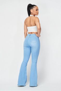 Enhance your wardrobe with these stylish solid denim jeans. Featuring a sophisticated high waist fit and bell bottom flare, these jeans are a luxurious addition to any outfit. The high-quality stretch fabric allows for maximum comfort and movement, making them an investment you won’t regret. Solid Denim Jeans High Waist Bell Bottom Plenty of Stretch 36"Inseam 66% Cotton, 30% Polyester, 2% Rallon, 2% Spandex Wide Legged Jeans, Jeans High Waist, Bottom Jeans, Oversized Silhouette, Bell Bottom, High Jeans, High Waist Jeans, Bell Bottom Jeans, Stretch Fabric