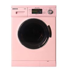 a pink washing machine on a white background