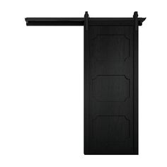 an open black door on a white background