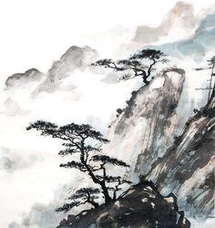 Japanese Ink Painting, China Ink, Asian Landscape, Sumi E Painting, Chinese Landscape Painting, Chinese Art Painting, Tinta China, Chinese Landscape, Japanese Landscape