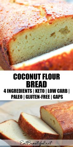 a loaf of coconut flour bread cut into slices