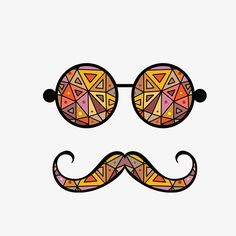 a pair of sunglasses with a mustache and glasses on it's side, in the shape of a face