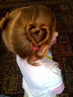 Hairstyles For Kids Short Hair, Kids Short Hair, Hairstyle Heart, Valentines Day Hairstyles, Childrens Hairstyles