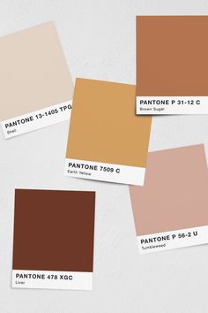 pantone's color swatches showing different shades of brown, beige and pink