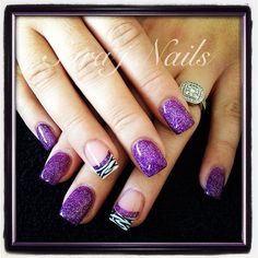 French Manicure Nails Acrylic, Black French Manicure, Solar Nails, Purple Zebra, Zebra Nails, French Manicure Nails, Accent Nail, Animal Print Nails, Manicure Nails