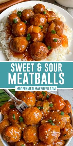 Sweet and sour meatballs over white rice. Meatballs Pineapple, Homemade Sweet And Sour Sauce, Pineapple Tidbits, Meatball Dinner, Sweet And Sour Meatballs, Meatball Recipes Easy, Easy Hamburger, Meatballs Easy, Frozen Meatballs