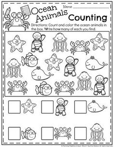 ocean animals counting worksheet