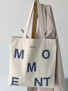 Bag For Love - Letter Graphic Shopper Bag  - Women Tote Bags Trendy Canvas Bag With Letter Print For Errands, Trendy Letter Print Canvas Bag For Errands, Canvas Shoulder Bag With Letter Print For Errands, Letter Print Canvas Shoulder Bag For Errands, Shopper Bag Design, Tote Bag Packaging, Tote Bags Design, Shoppers Bag, Branded Tote Bags