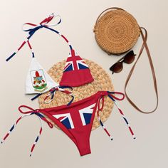 SCaribbean inspired bikini available to women of all sizes. Relax on the beach representing or jump up in your favorite fete with your home flag. It's made from soft recycled polyester with double-layering and UPF 50+. Style the straps how you like, and get ready to swim, lounge and fete! * Soft and stretchy material with UPF 50+ * Sizes up to 6XL * Bikini top comes with removable padding for comfort * Multiple ways to tie and style the bikini set * Color design options for swimwear lining Discl Flag Print Swimwear For Beach Season, Summer Flag Print Swimwear For Vacation, Flag Print Triangle Top Swimwear For Vacation, Vacation Swimwear With Flag Print And Triangle Top, Flag Print Triangle Top Swimwear For Beach Season, Flag Print Triangle Top Swimwear For Beach, Triangle Top Swimwear With Flag Print For Beach, Vacation Triangle Top Swimwear With Flag Print, Red Flag Print Swimwear For Beach