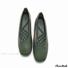 Olivia Mark - Elegant Office Loafers for Women Rough Heels, Elegant Flats, White High Heels, Elegant Office, Square Head, Green Shoes, Loafers For Women, Low Heels, Pearl White