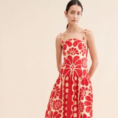 Red Retro Maxi Dress For Summer, Summer Cotton Maxi Dress With Vibrant Print, Summer Cotton Dresses With Vibrant Print, Red Sundress For Summer Garden Party, Vibrant Print Cotton Summer Dress, Summer Cotton Midi Dress With Vibrant Print, Summer Cotton Dress With Vibrant Print, Vintage Summer Maxi Dress, Bold Sleeveless Summer Dresses