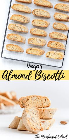 vegan almond biscotti cookies stacked on top of each other